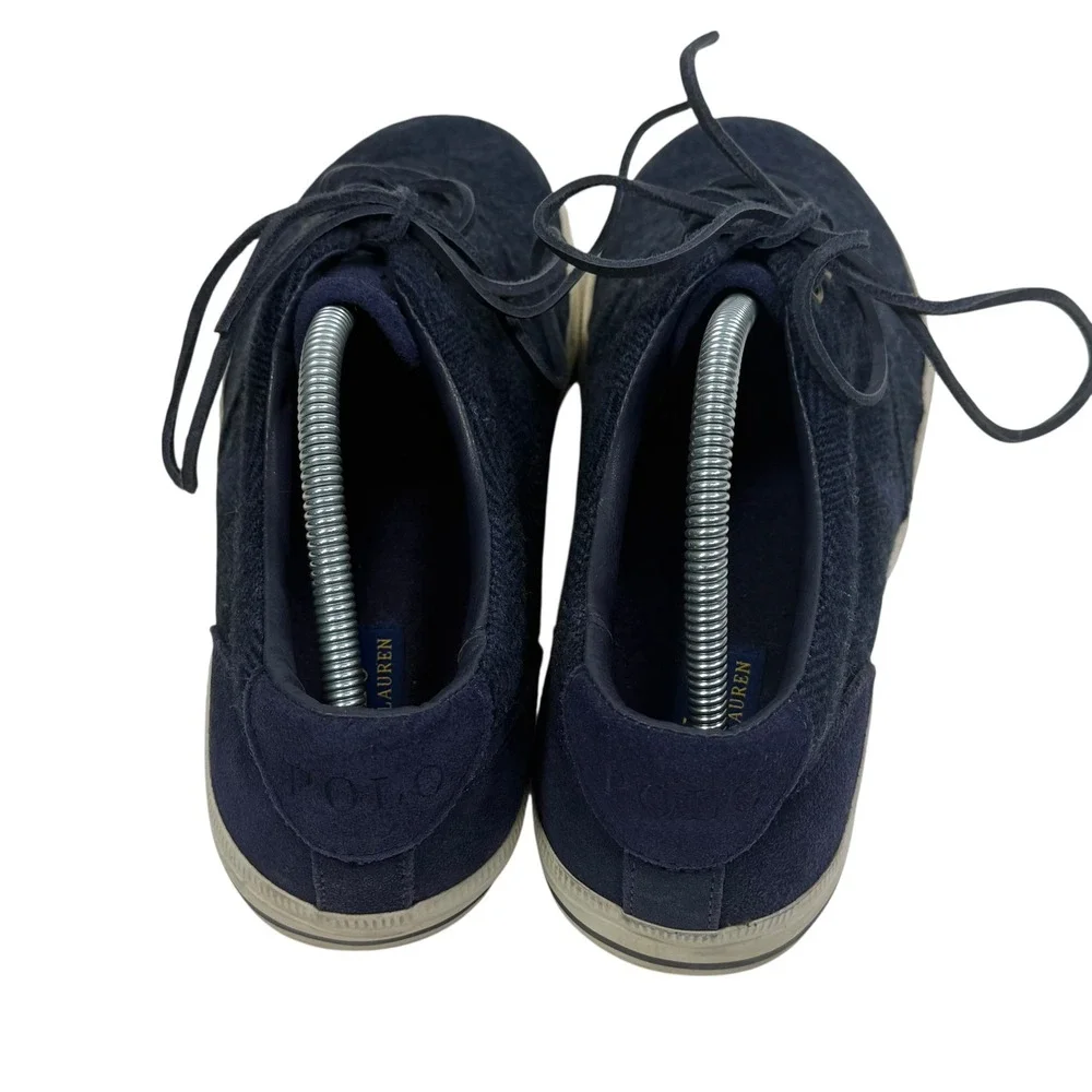 Polo Ralph‎ Lauren Vaughn Mens 10.5D Navy Wool Herringbone Suede Sneakers F17